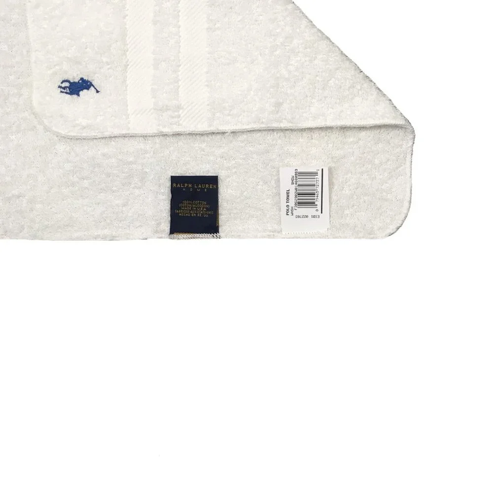 NEW Ralph Lauren Washcloths! Set of 2 Off White Blue Polo Player Made in USA